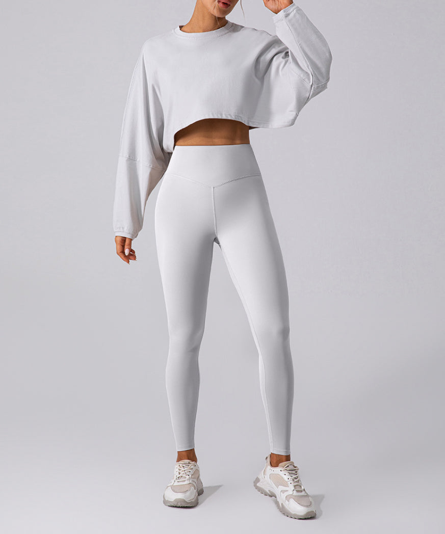 Oversized Drop Shoulder Crop Long Sleeve T-Shirt