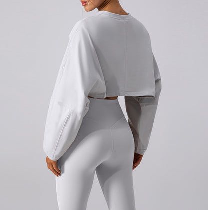 Oversized Drop Shoulder Crop Long Sleeve T-Shirt 