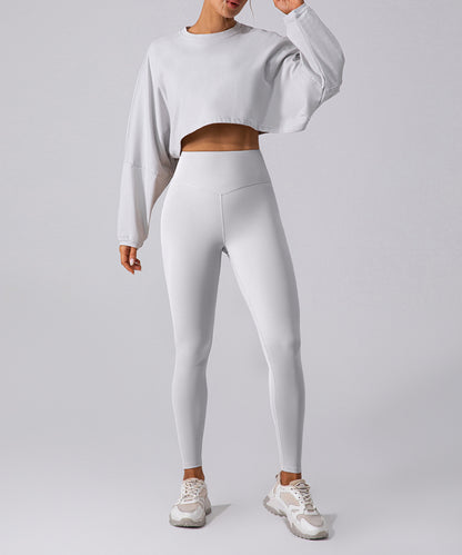 Oversized Drop Shoulder Crop Long Sleeve T-Shirt 