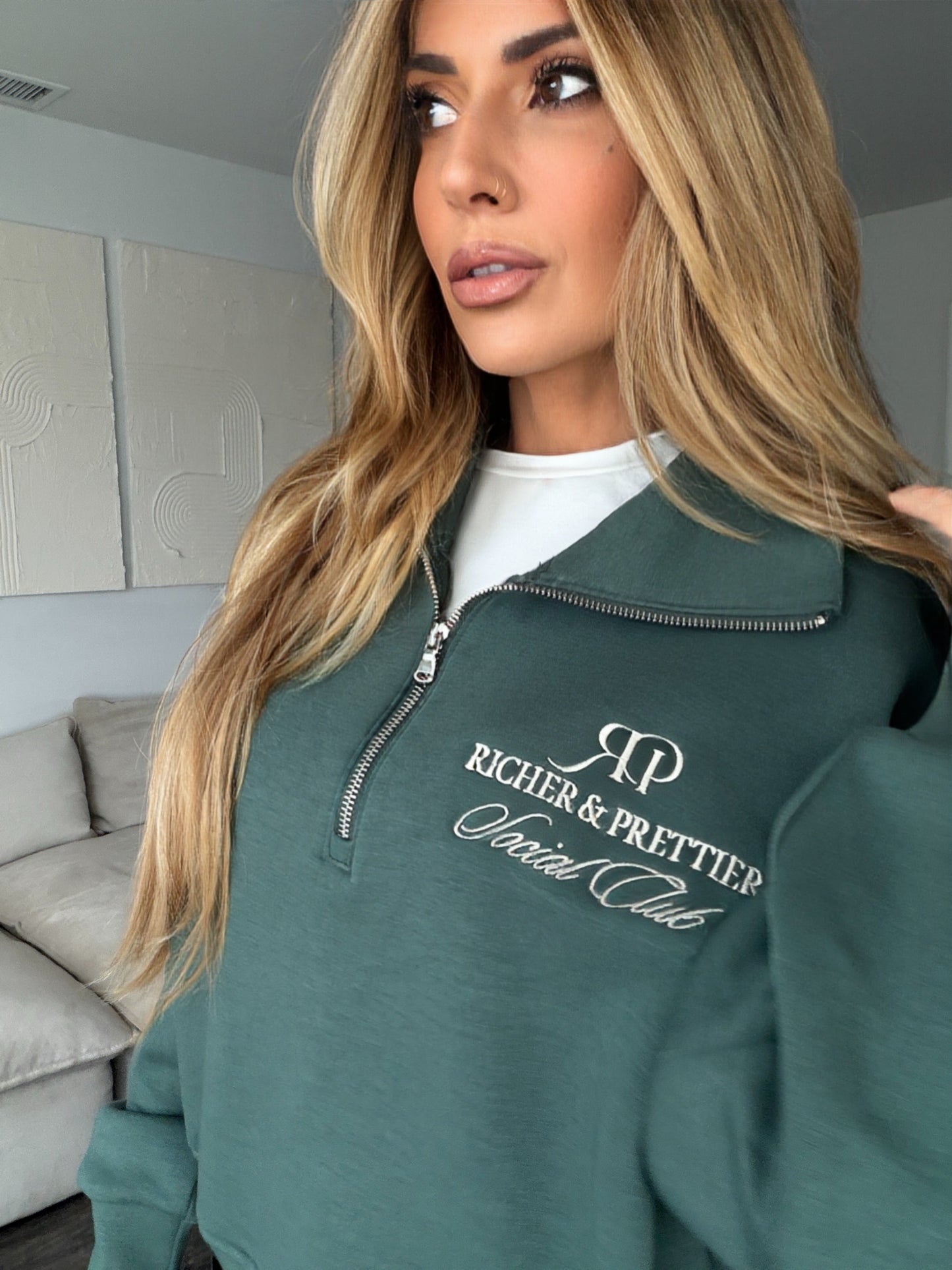 Richer & Prettier Social Club Zip Sweatshirt