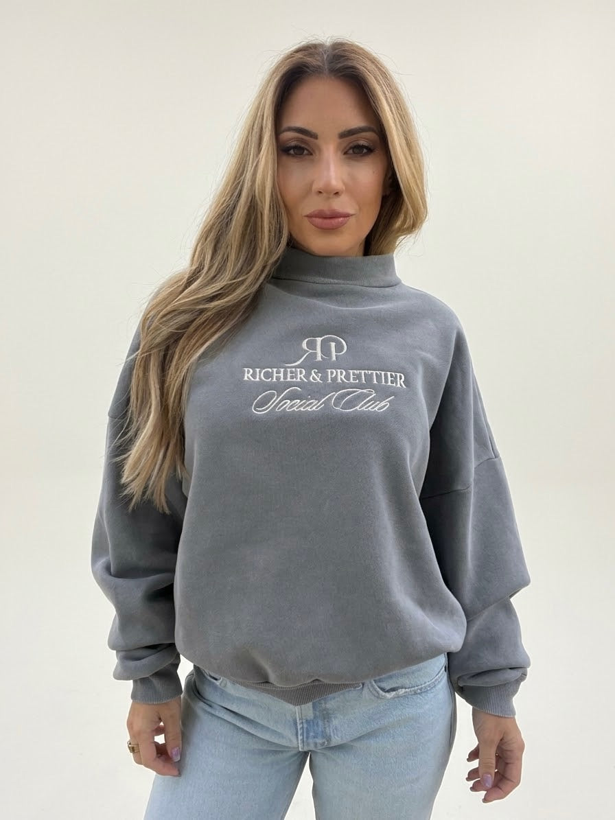 Richer & Prettier Social Club Mock Neck Sweatshirt