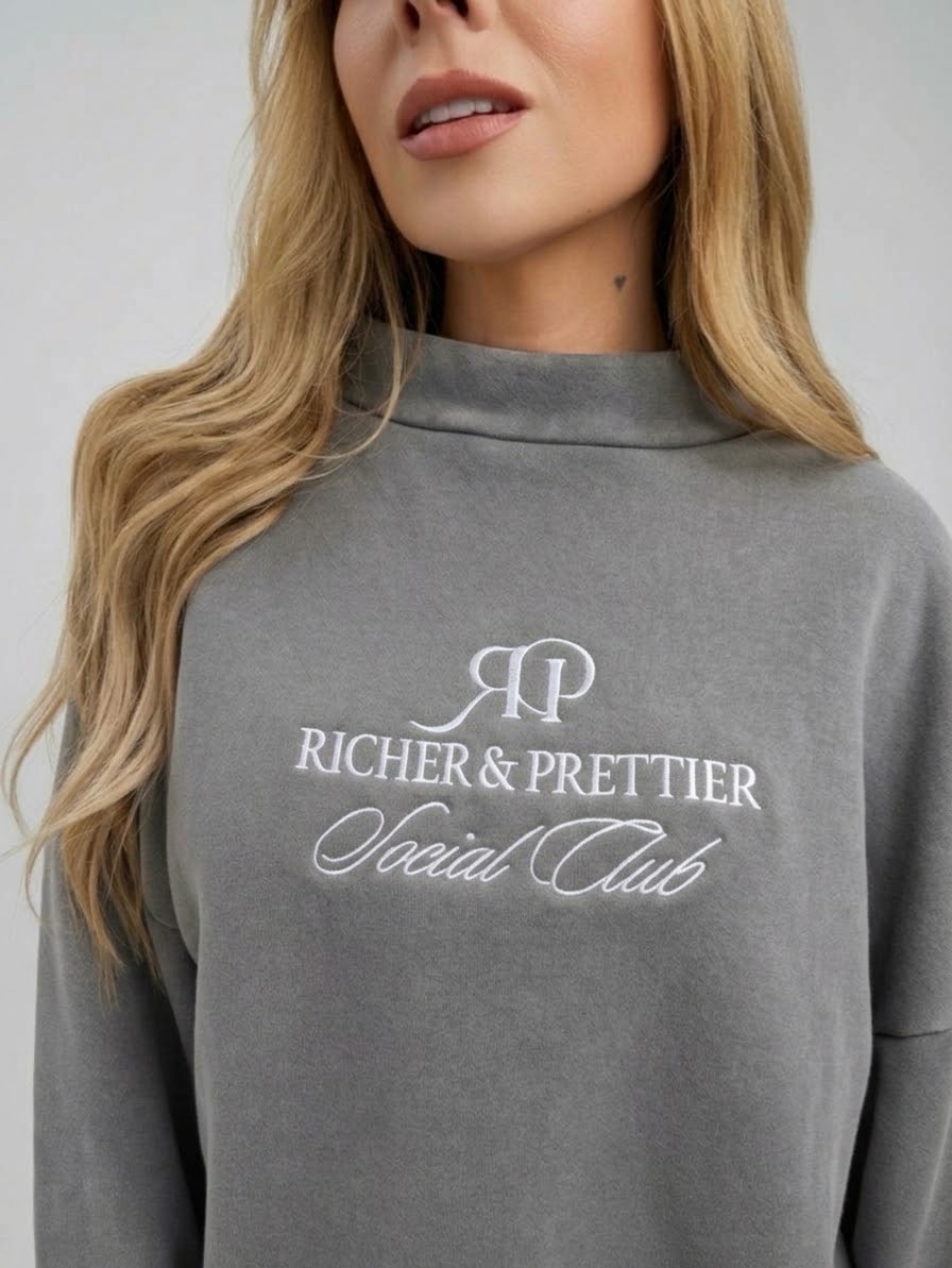 Richer & Prettier Social Club Mock Neck Sweatshirt