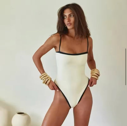 Minimalist Black & White One-Piece Swimsuit