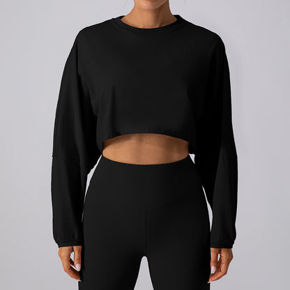 Oversized Drop Shoulder Crop Long Sleeve T-Shirt 